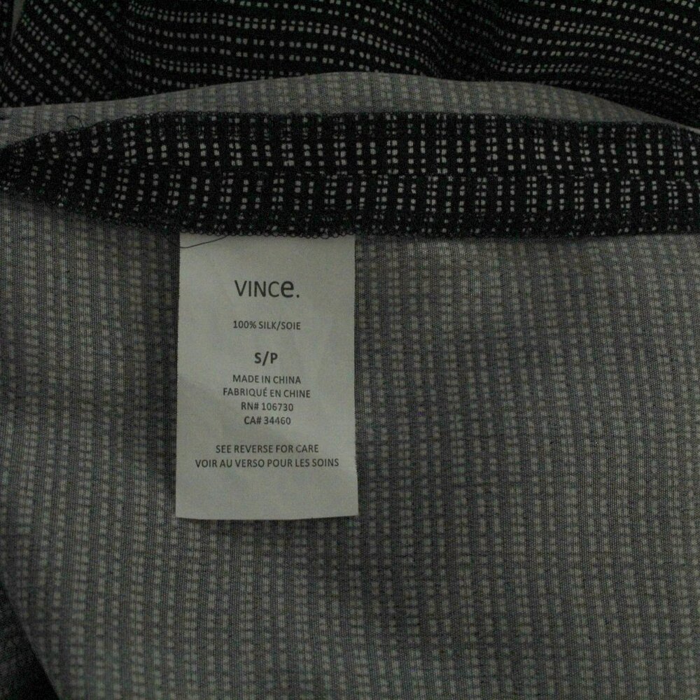 Vince Silk Black Geometric Print Dolman Cap Sleeve Split V-Neck Mini Dress S NWT - Picture 7 of 7